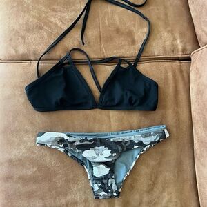 Jolyn Black and Camouflage Bikini Set Size XL